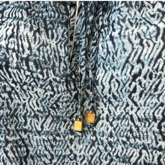 Women’s Michael Kors Blue Printed Long Sleeve Blouse Size S - Picture 10 of 11